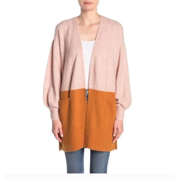 Madewell Edgewater Orange Colorblock Knit Cardigan Size Extra Small - Picture 1 of 7